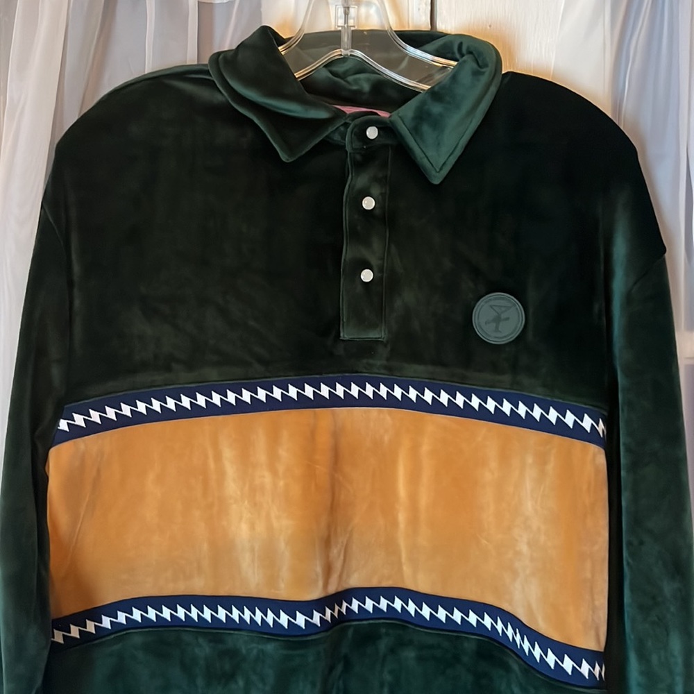 Alltimers Velour J Waves Top Men’s Medium Green Skaters Pearl Snap Shirt